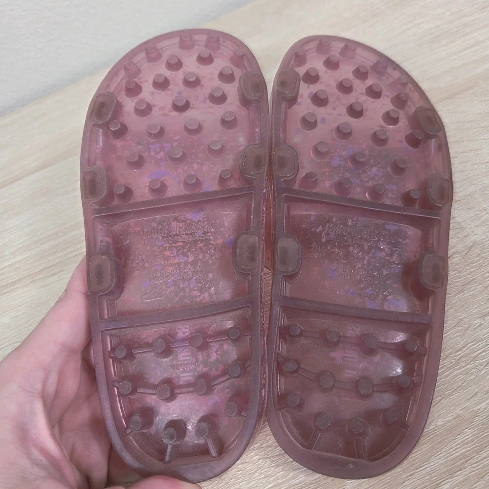 Mini Melissa Cosmic Splash Double Buckle Jelly‎ Slides Kids Size 34 Glitter...